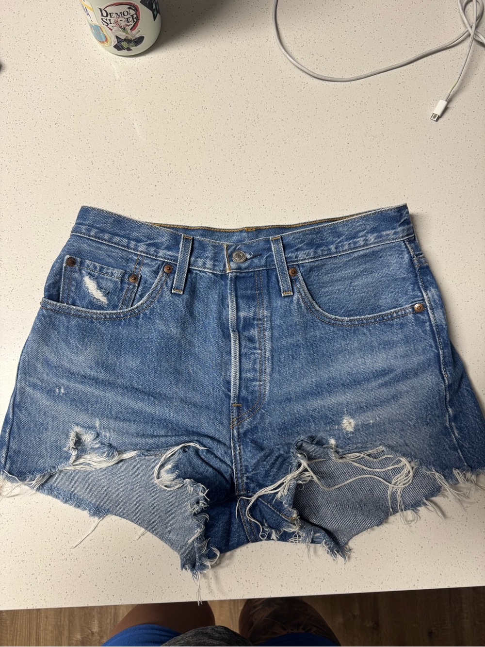 High-Rise Levi’s 501 Distressed Denim Women’s Shorts